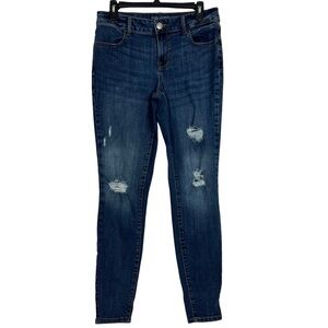 MAURICES Women’s Blue Jeans Medium (9/11) Long Distressed Mid-Rise Medium Wash